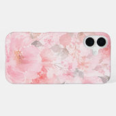 ピンクの水彩花柄 iPhoneケース (裏面横)