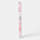 ピンクの水彩花柄 iPhoneケース (左側面)