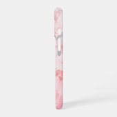 ピンクの水彩花柄 iPhone 16ケース (左側面)