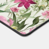 ピンクの水彩花模様パーソナライズされた名 デスクマット (コーナー)