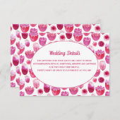 ピンクの水彩花模様結婚の詳細 エンクロージャーカード (正面/裏面)