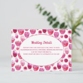 ピンクの水彩花模様結婚の詳細 エンクロージャーカード (スタンド正面)