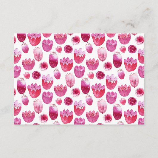 ピンクの水彩花模様結婚の詳細 エンクロージャーカード (裏面)