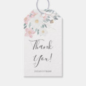 ピンクの水彩花模様 ギフトタグ (正面)