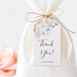 ピンクの水彩花模様 ギフトタグ