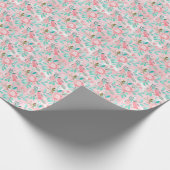 ピンクの水彩花模様 ラッピングペーパー (角)