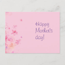 ピンクの水彩花母の日はがき ポストカード