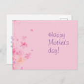 ピンクの水彩花母の日はがき ポストカード (正面/裏面)