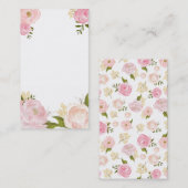 ピンクの水彩花空白の縦カード 名刺 (正面/裏面)