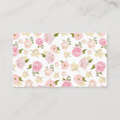 ピンクの水彩花空白の縦カード 名刺 (裏面)