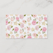 ピンクの水彩花空白の縦カード 名刺 (裏面)