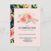 ピンクの水彩花結婚の情報カード エンクロージャーカード (正面/裏面)