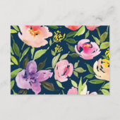 ピンクの水彩花結婚の情報カード エンクロージャーカード (裏面)