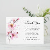 ピンクの水彩花葬儀悔やみや弔慰 サンキューカード (スタンド正面)