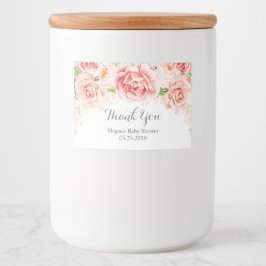 ピンクの水彩花赤ちゃんシャワーラベル フードラベル