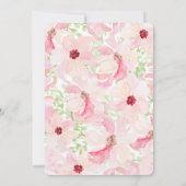 ピンクの水彩花赤ちゃんシャワー招待状 招待状 (裏面)