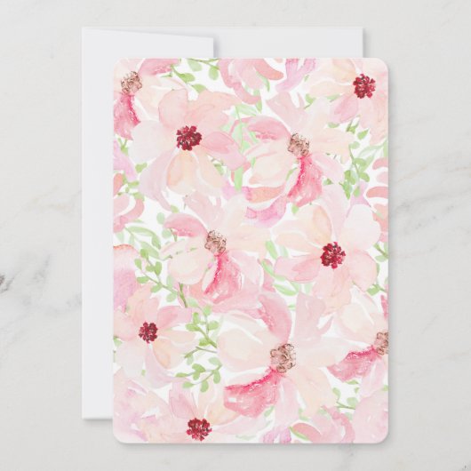 ピンクの水彩花赤ちゃんシャワー招待状 招待状 (裏面)