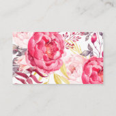 ピンクの水彩花輪のギフト登録カード エンクロージャーカード (裏面)