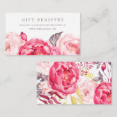 ピンクの水彩花輪のギフト登録カード エンクロージャーカード (正面/裏面)