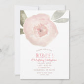 ピンクの水彩花1st誕生日パーティー 招待状 (正面)