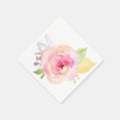 ピンクの水彩花 スタンダードカクテルナプキン (角)
