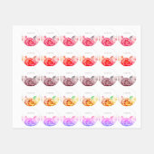 ピンクの水彩花 ラベル (シート)