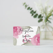 ピンクの水彩花 - レセプション エンクロージャーカード (スタンド正面)