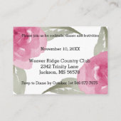 ピンクの水彩花 - レセプション エンクロージャーカード (裏面)