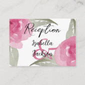 ピンクの水彩花 - レセプション エンクロージャーカード (正面)