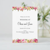 ピンクの水彩花 招待状 (スタンド正面)