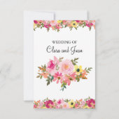 ピンクの水彩花 招待状 (裏面)