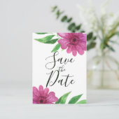 ピンクの水彩花 春のフラワーデザイン Save the Date 案内ポストカード (スタンド正面)
