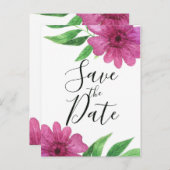 ピンクの水彩花 春の花 フラワーデザイン Save the Date 案内ポストカード (正面/裏面)