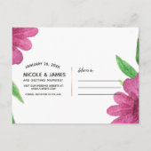 ピンクの水彩花 春の花 フラワーデザイン Save the Date 案内ポストカード (裏面)