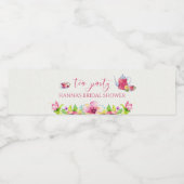 ピンクの水彩茶会 ペットボトルラベル (シングルラベル)