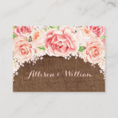 ピンクの水彩茶色の木の場所設定カード プレイスカード (裏面)