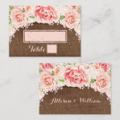 ピンクの水彩茶色の木の場所設定カード プレイスカード (正面/裏面)