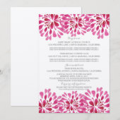 ピンクの水彩菊のインフォメーションカード 招待状 (正面/裏面)