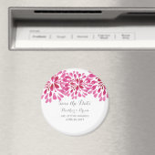 ピンクの水彩菊の保存日 マグネット (インサイチュ (食洗機))