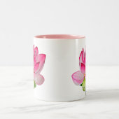 ピンクの水彩蓮の花のアー素晴らしト ツートーンマグカップ (中央)