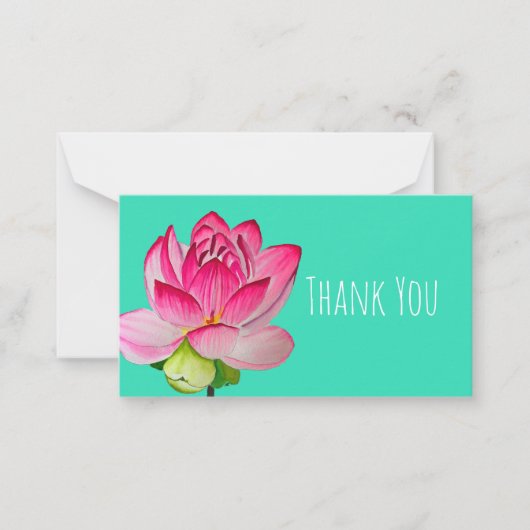 ピンクの水彩蓮の花のアー素晴らしト ノートカード (正面)