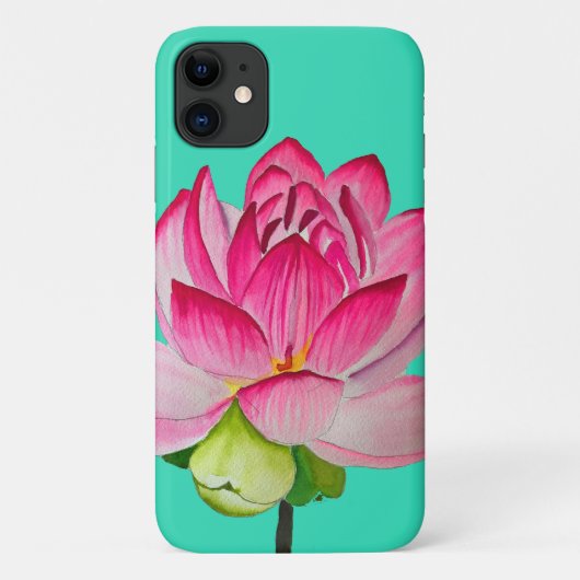 ピンクの水彩蓮の花のアー素晴らしト Case-Mate iPhoneケース (裏面)