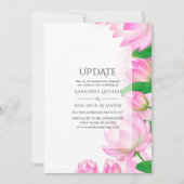 ピンクの水彩蓮の花インディアン結婚の更新 招待状 (正面)