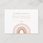 ピンクの水彩虹おむつラッフル エンクロージャーカード (正面)