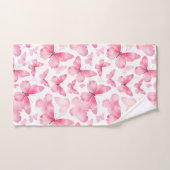 ピンクの水彩蝶タオルセット バスタオルセット (ハンドタオル)