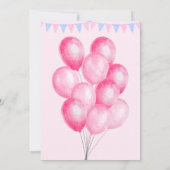 ピンクの水彩誕生日パーティーの招待 招待状 (裏面)