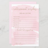 ピンクの水彩退職願い (正面/裏面)