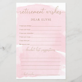 ピンクの水彩退職願い