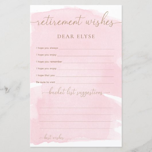 ピンクの水彩退職願い (正面)