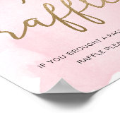 ピンクの水彩金ゴールドおむつラッフル ポスター (角)